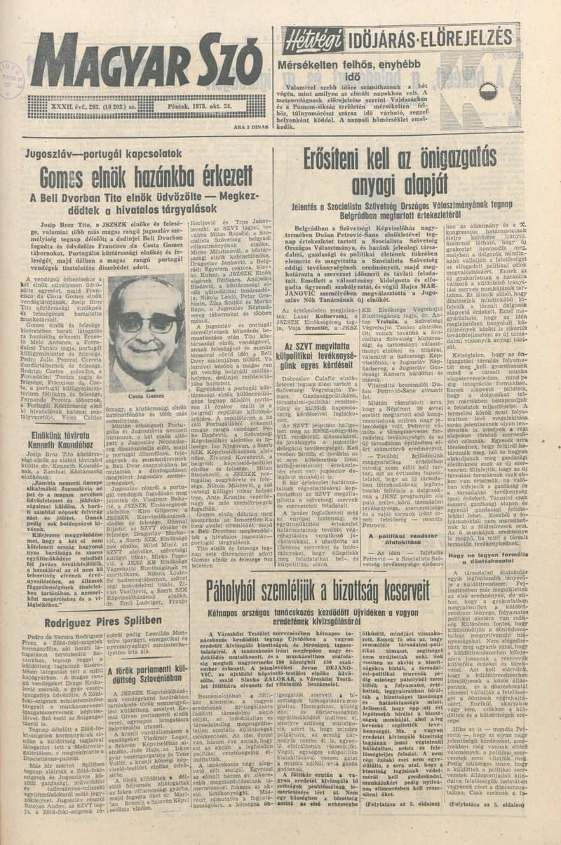 Magyar Szó, 32. évf. 1975. október 24. 293. sz.