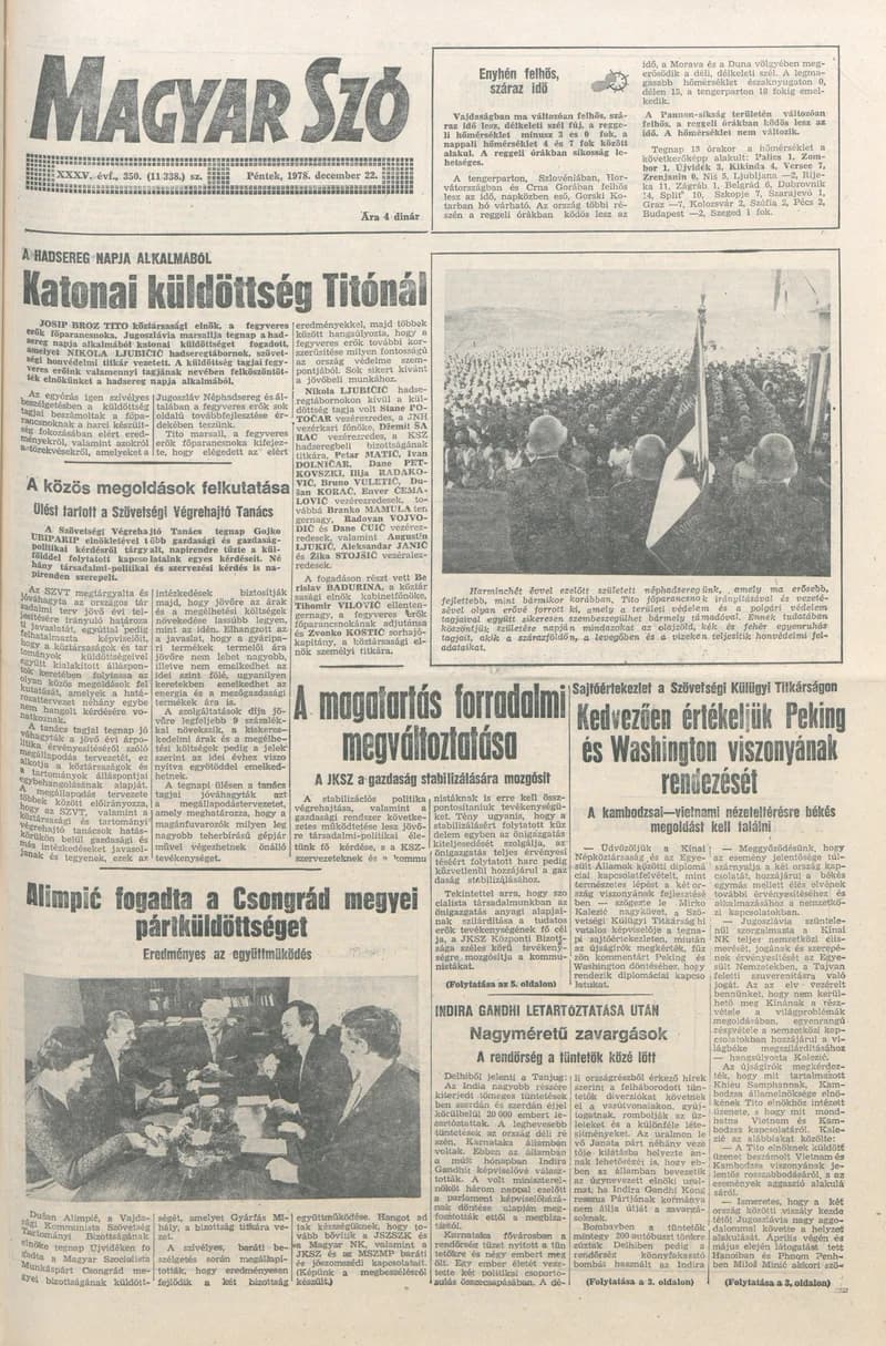 Magyar Szó, 35. évf. 1978. december 22. 350. sz. 1–20. oldal