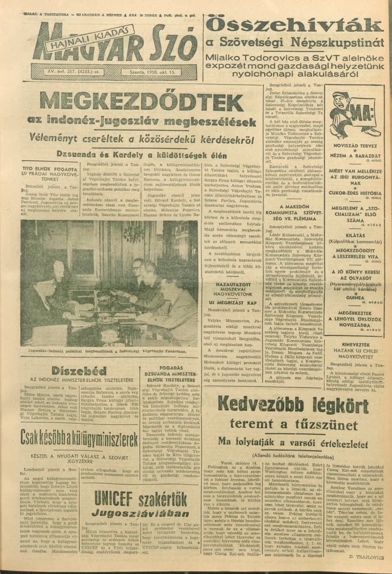 Magyar Szó, 15. évf. 1958. október 15. 257. sz. 1–16. oldal