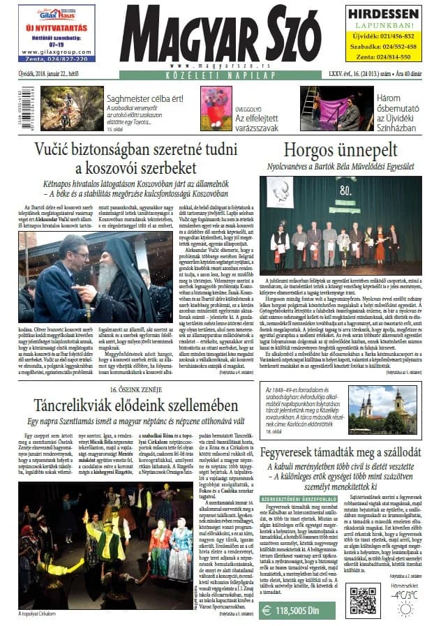 Magyar Szó, 75. évf. 2018. január 22. 16. sz. 1–20. oldal