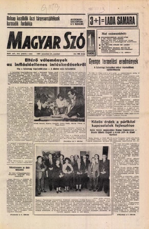 Magyar Szó, 44. évf. 1987. november 14. 314. sz. 1–24. oldal