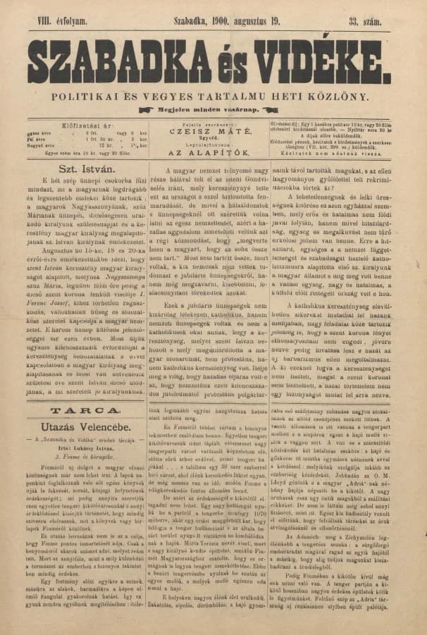 Szabadka és vidéke II, 8. évf. 1990. augusztus 19. 33. sz.