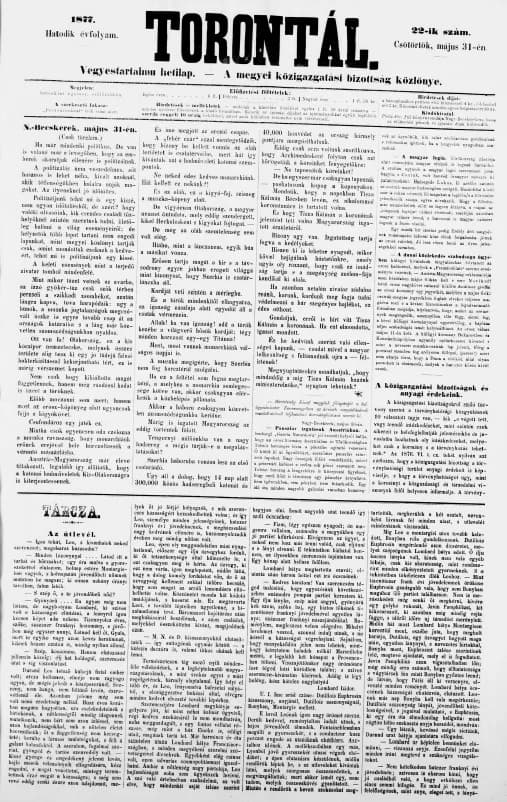 Torontál, 6. évf. 1877. május 31. 22. sz.