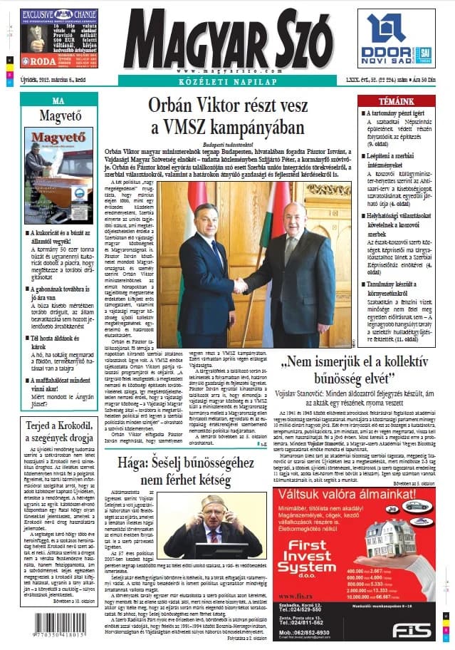Magyar Szó, 69. évf. 2012. március 6. 52. sz. 1–20. oldal