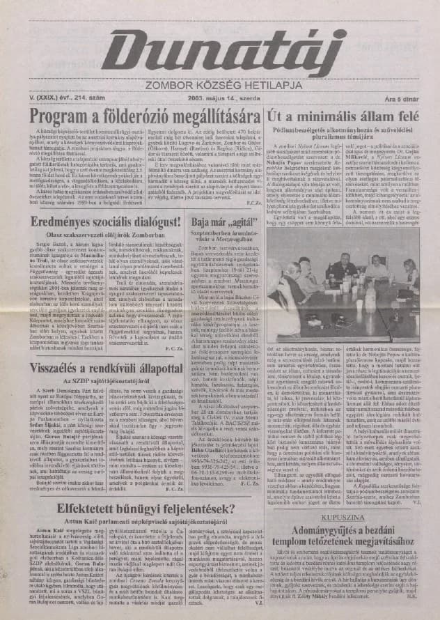 Dunatáj, 5. évf. 2003. május 14. 214. sz.