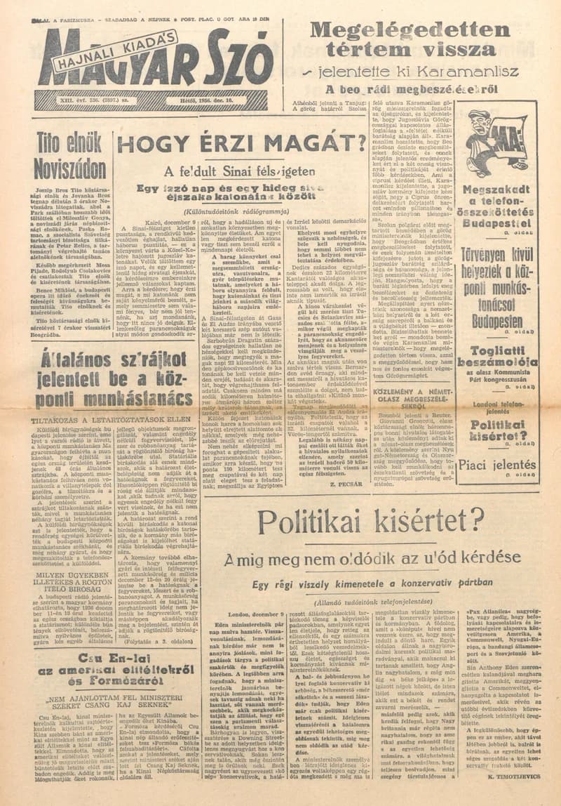 Magyar Szó, 13. évf. 1956. december 10. 336. sz. 1–10. oldal
