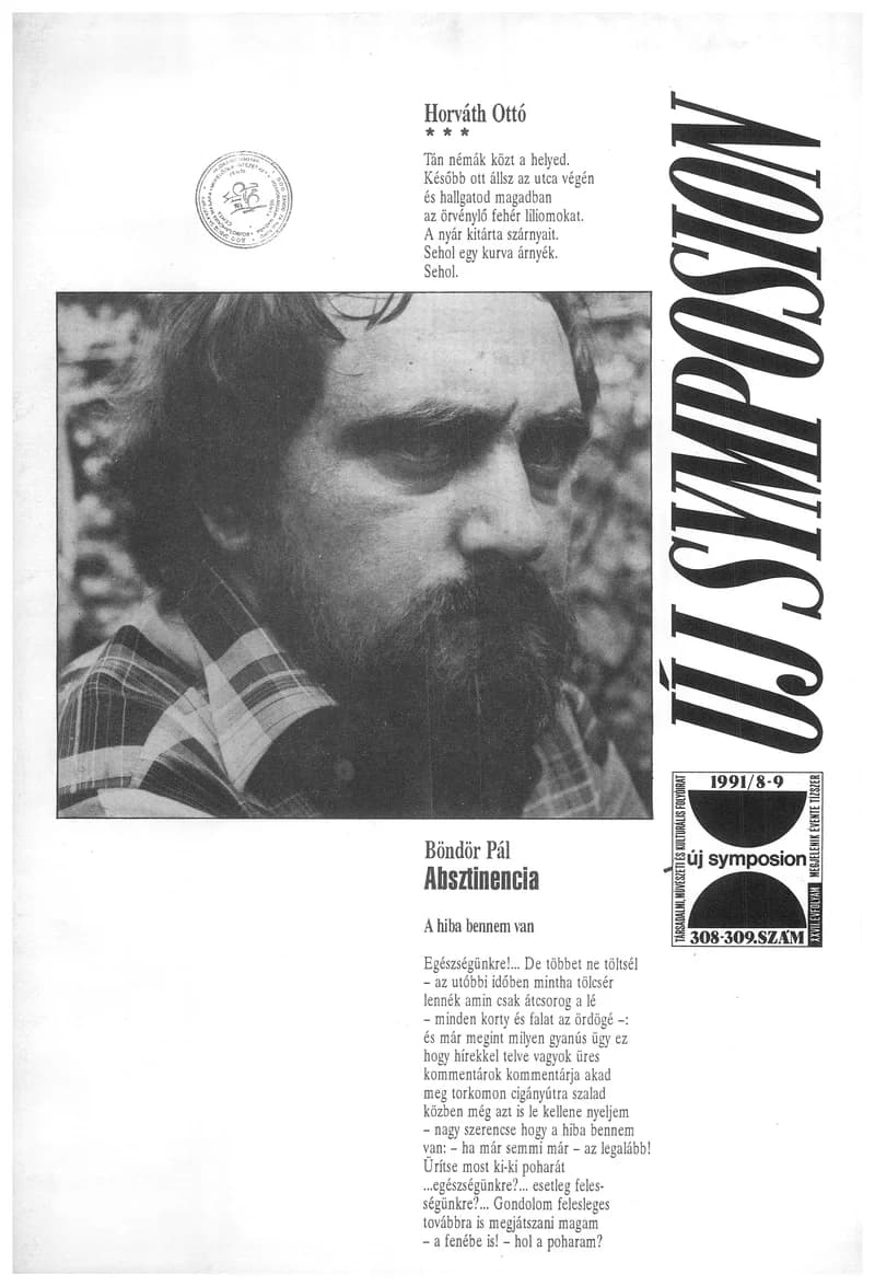 Új Symposion, 27. évf. 1991. augusztus – szeptember. 308–309. sz. 1–48. oldal