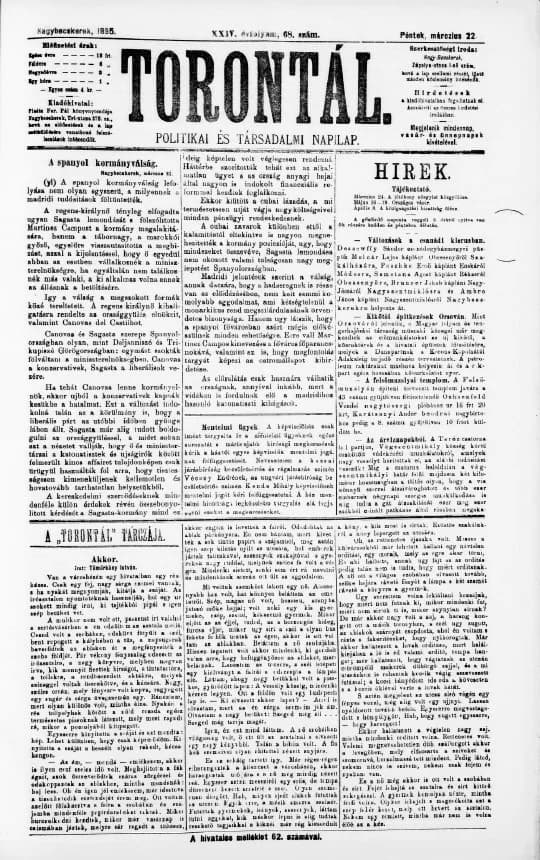 Torontál, 24. évf. 1895. március 22. 68. sz.