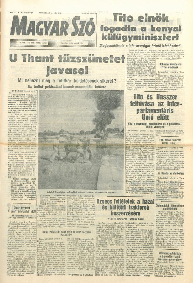 Magyar Szó, 22. évf. 1965. szeptember 15. 254. sz. 1–14. oldal