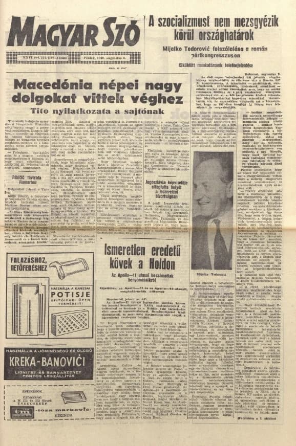 Magyar Szó, 26. évf. 1969. augusztus 8. 217. sz. 1–16. oldal
