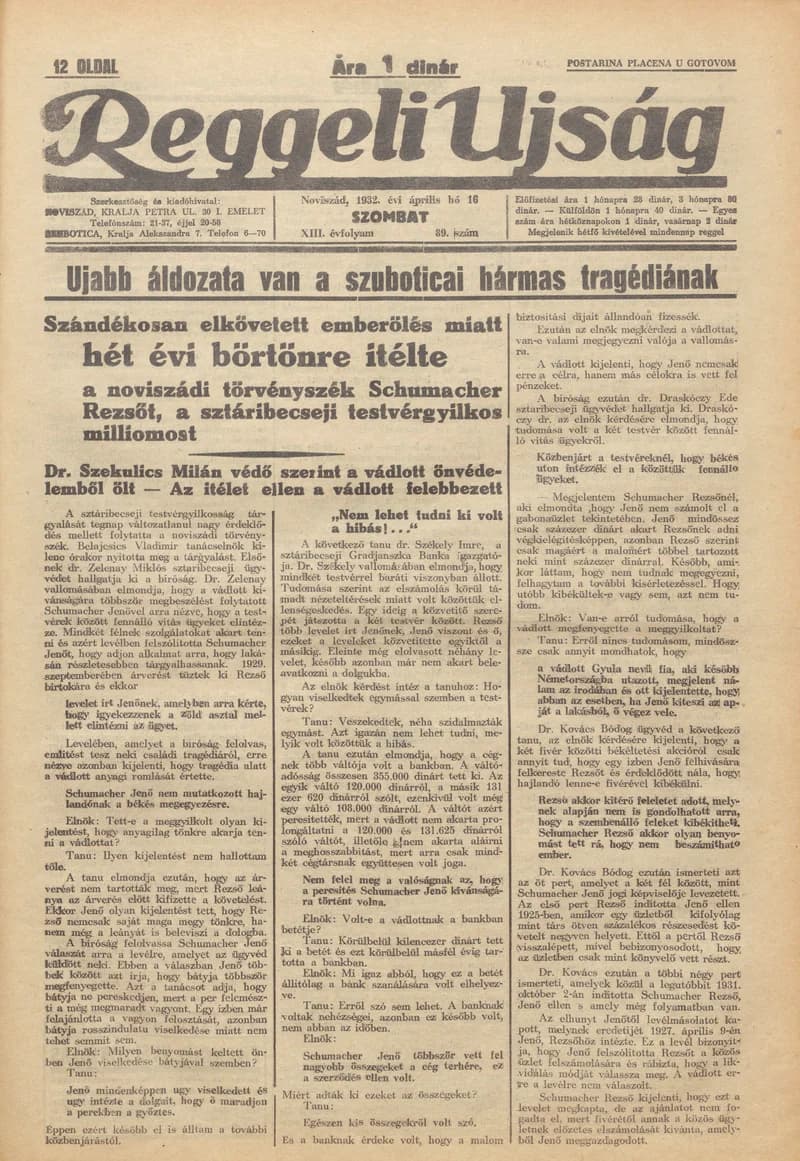 Reggeli Újság, 13. évf. 1932. április 16. 89. sz.