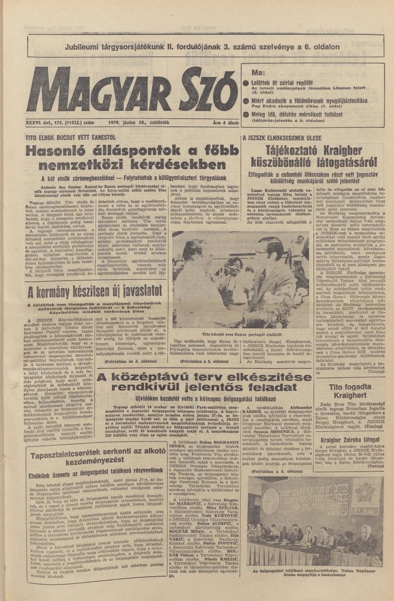 Magyar Szó, 36. évf. 1979. június 28. 175. sz. 1–16. oldal