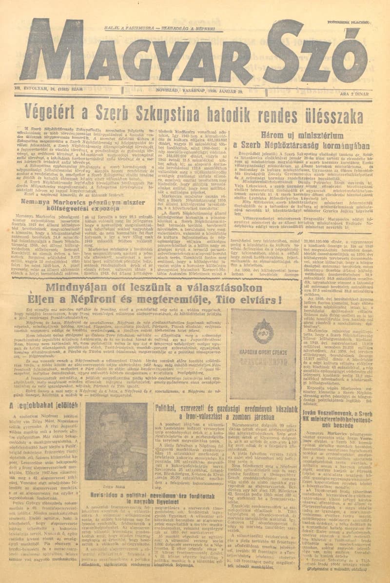 Magyar Szó, 7. évf. 1950. január 29. 24. sz. 1–4. oldal