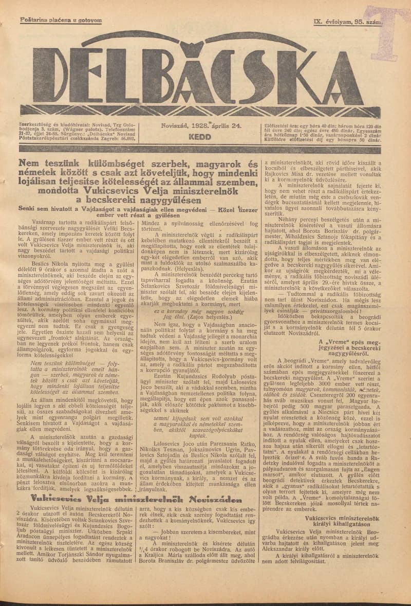 Délbácska  95. sz.