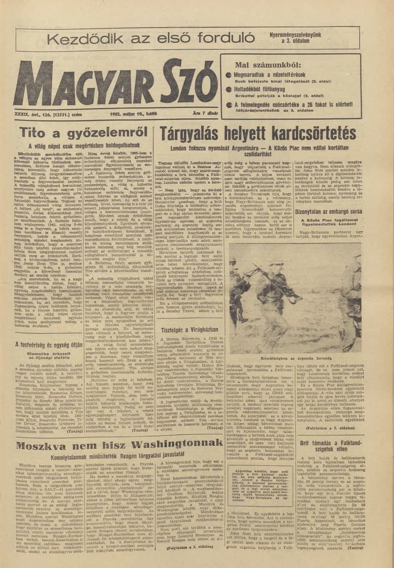 Magyar Szó, 39. évf. 1982. május 10. 126. sz. 1–8. oldal