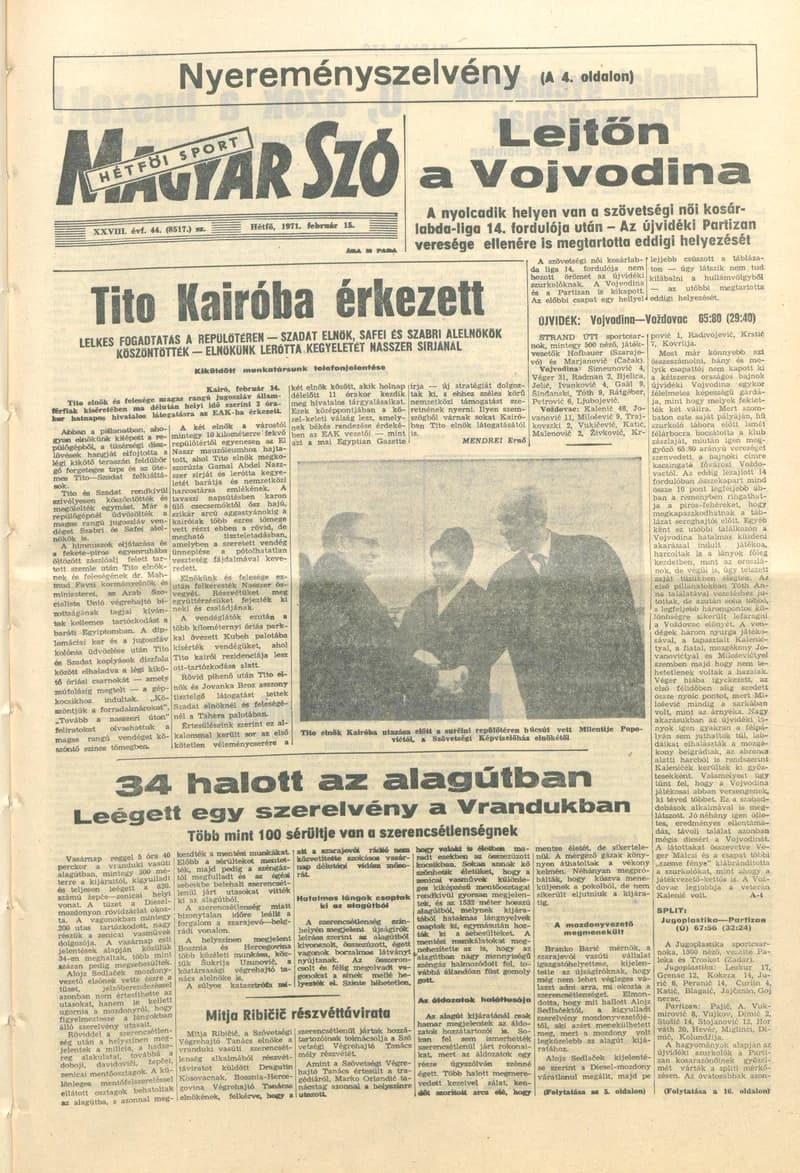 Magyar Szó, 28. évf. 1971. február 15. 44. sz. 1–16. oldal