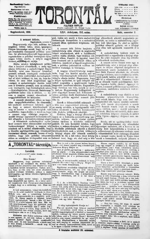 Torontál, 25. évf. 1896. november 2. 252. sz.