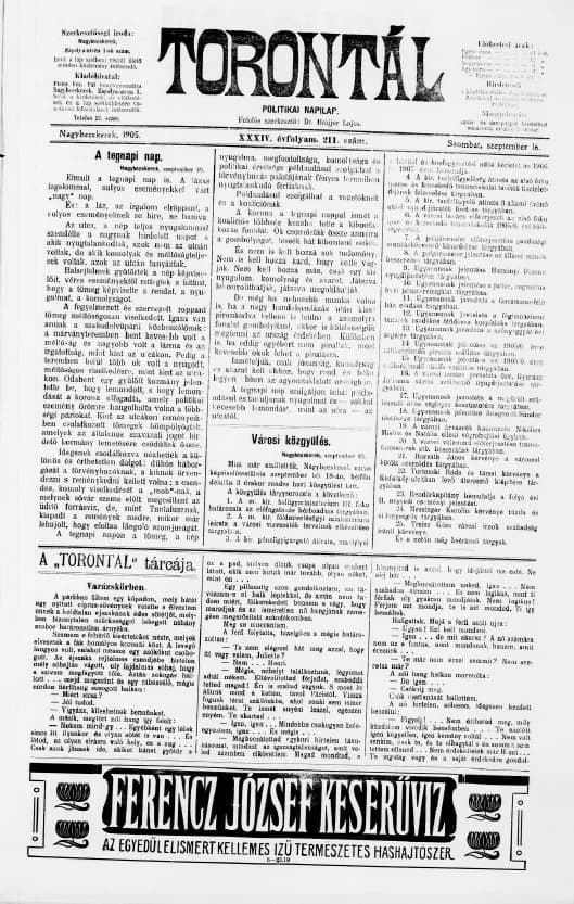 Torontál, 34. évf. 1905. szeptember 16. 211. sz.