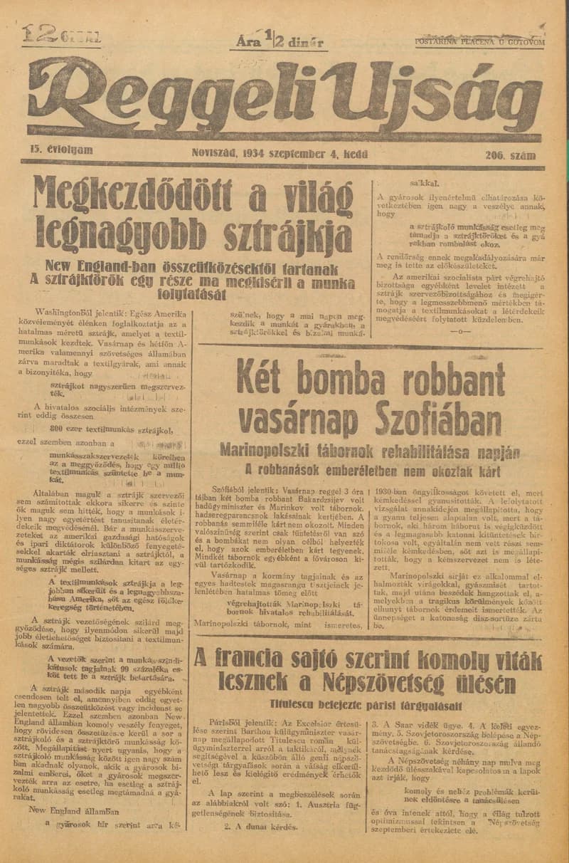 Reggeli Újság, 15. évf. 1934. szeptember 4. 206. sz.