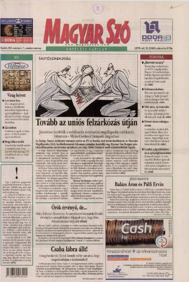 Magyar Szó, 67. évf. 2010. március 6. – 7. 53. sz. 1–48. oldal
