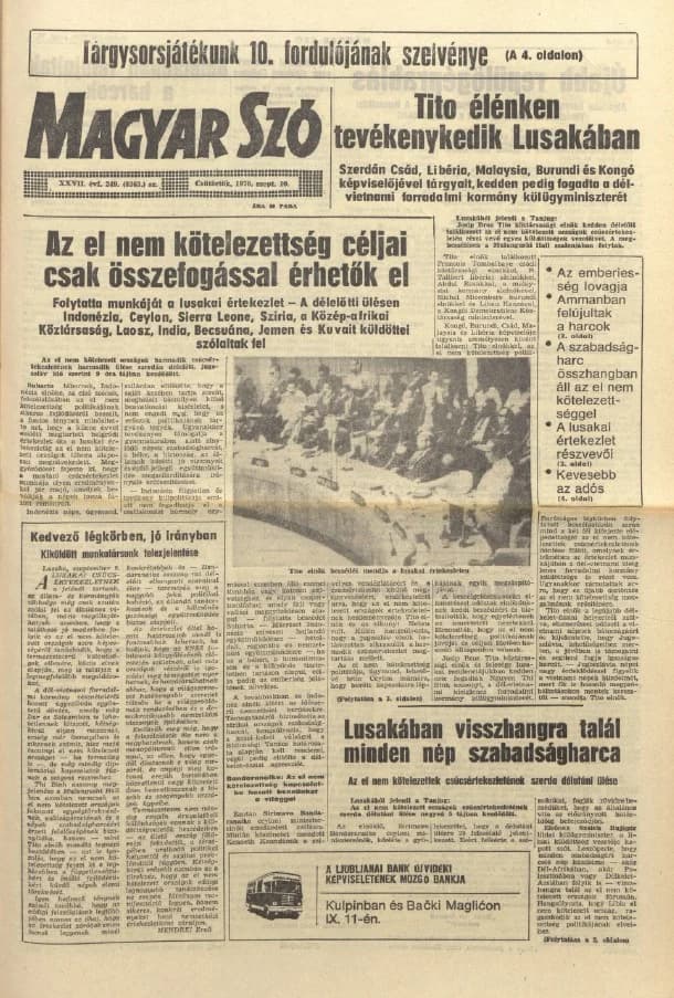 Magyar Szó, 27. évf. 1970. szeptember 10. 249. sz. 1–16. oldal