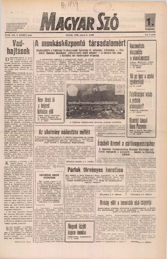 Magyar Szó, 47. évf. 1990. január 9. 7. sz. 1–20. oldal