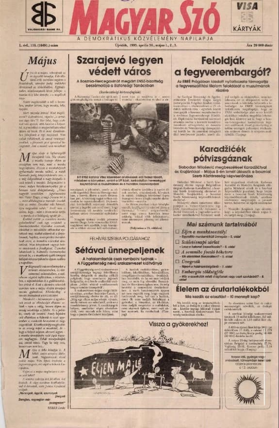 Magyar Szó, 50. évf. 1993. április 30. – május 3. 116. sz. 1–28. oldal