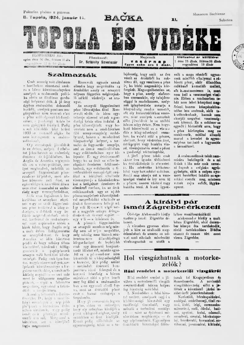 Bačka Topola és Vidéke, 11. évf. 1933. január 14. 2. sz.
