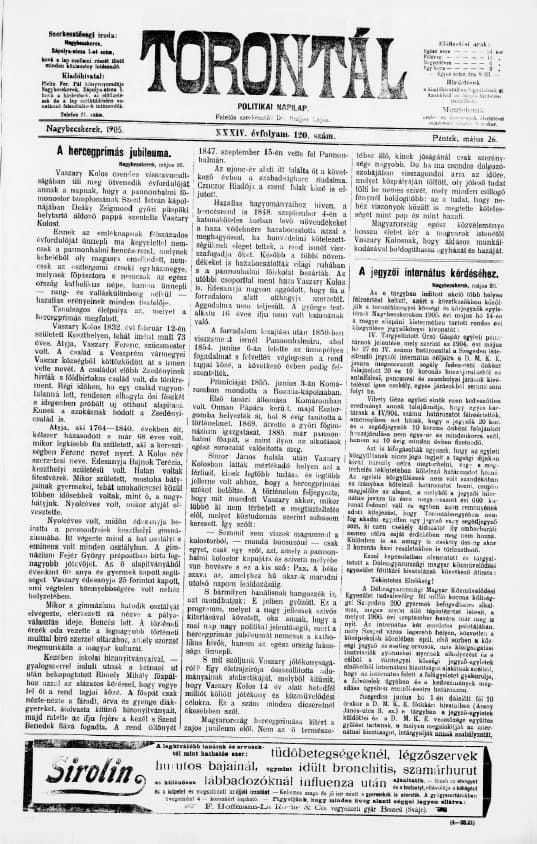 Torontál, 34. évf. 1905. május 26. 120. sz.