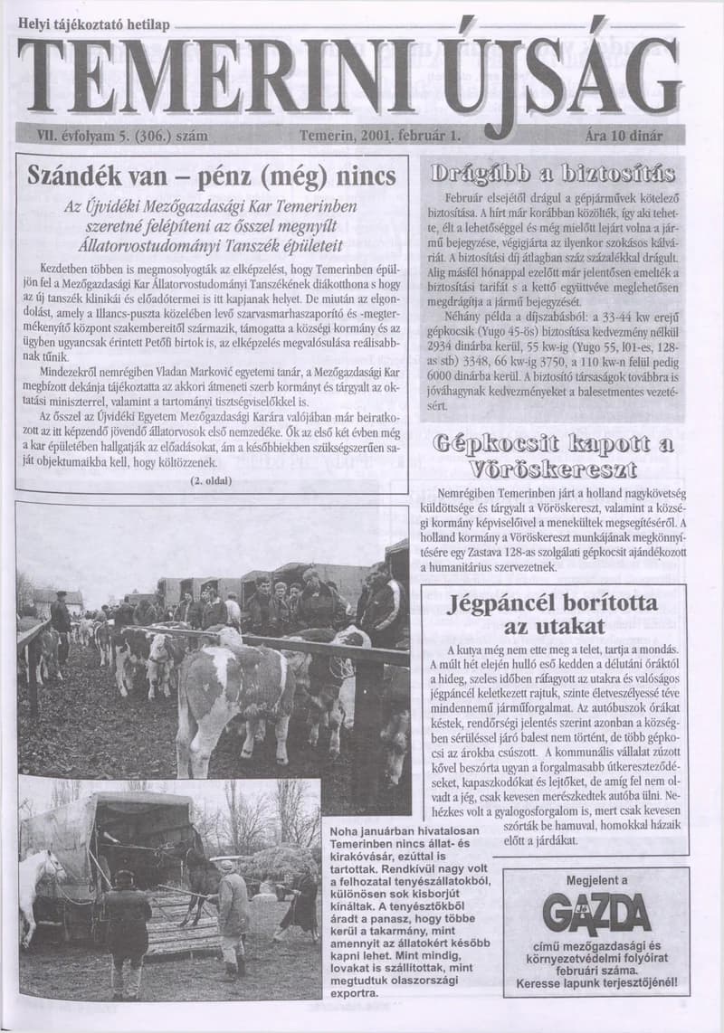 Temerini Újság, 7. évf. 2001. február 1. 5. sz.