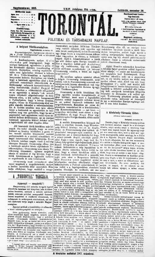 Torontál, 24. évf. 1895. november 28. 274. sz.
