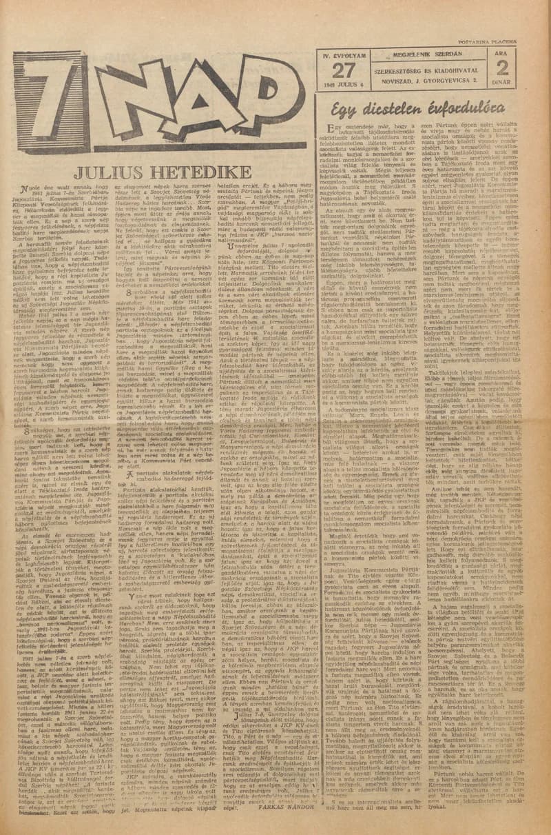 7 Nap, 4. évf. 1949. július 6. 27. sz. 1–4. oldal