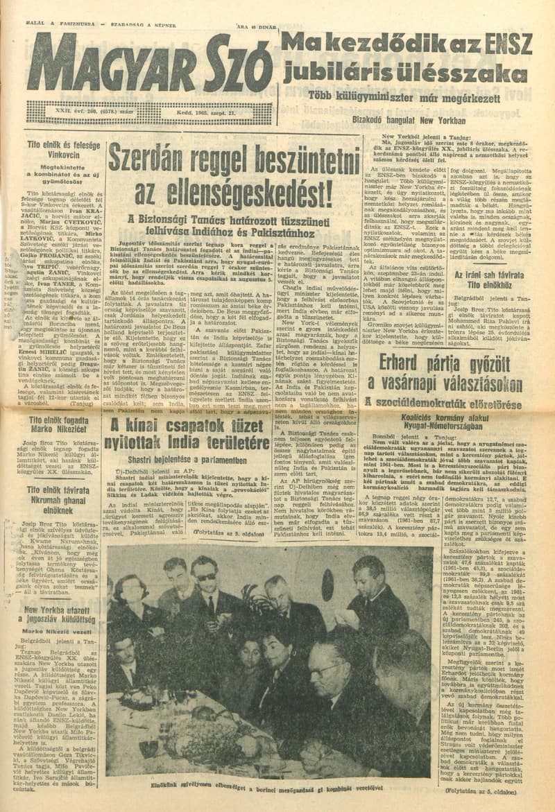 Magyar Szó, 22. évf. 1965. szeptember 21. 260. sz. 1–16. oldal