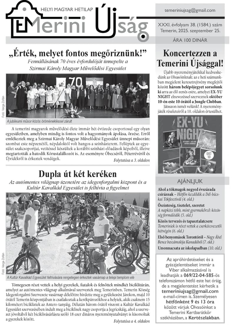 Temerini Újság, 31. évf. 2025. szeptember 25. 38. sz.