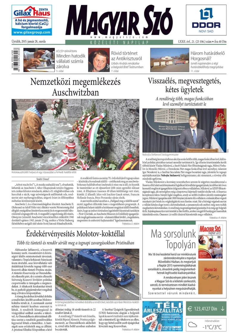 Magyar Szó, 72. évf. 2015. január 28. 21. sz. 1–16. oldal