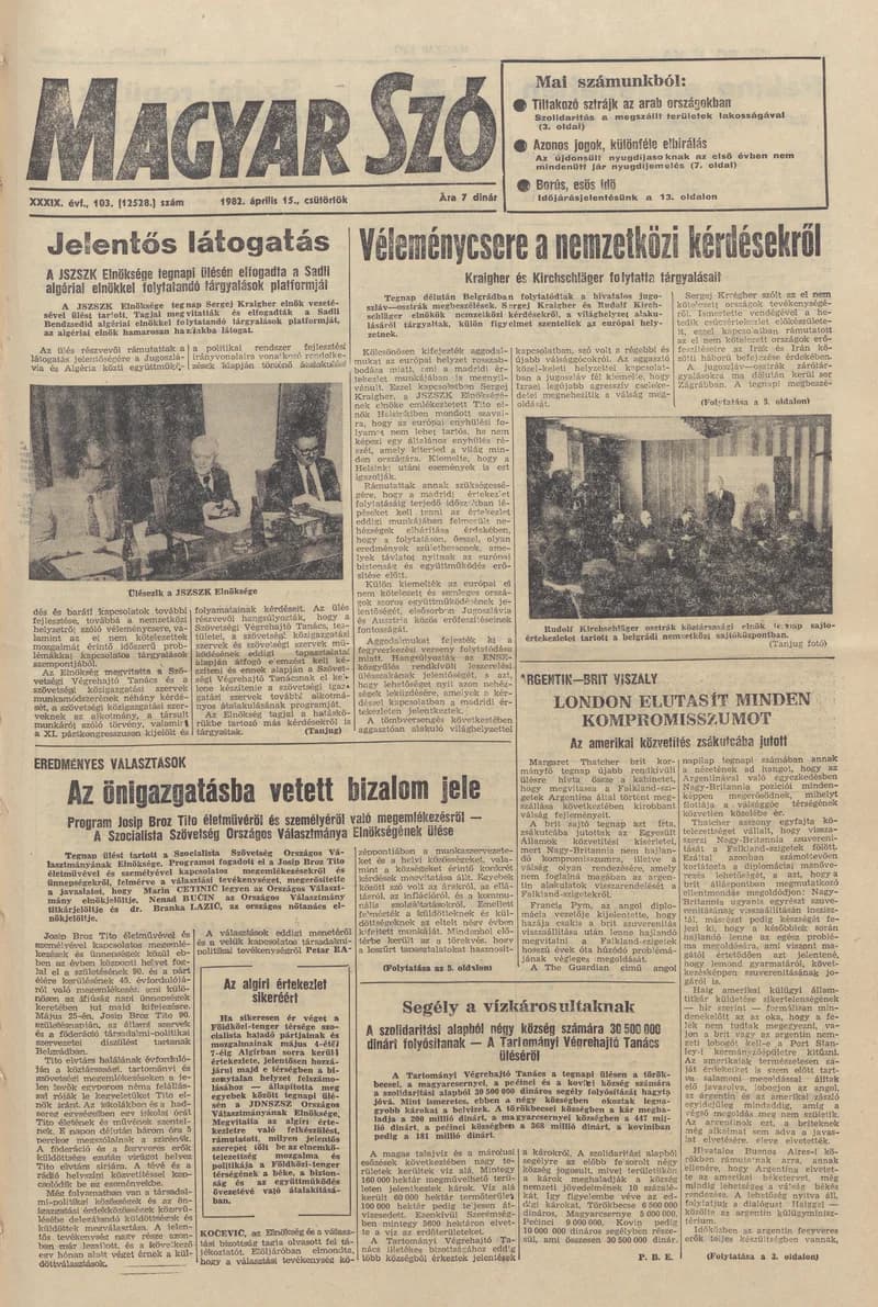 Magyar Szó, 39. évf. 1982. április 15. 103. sz. 1–24. oldal
