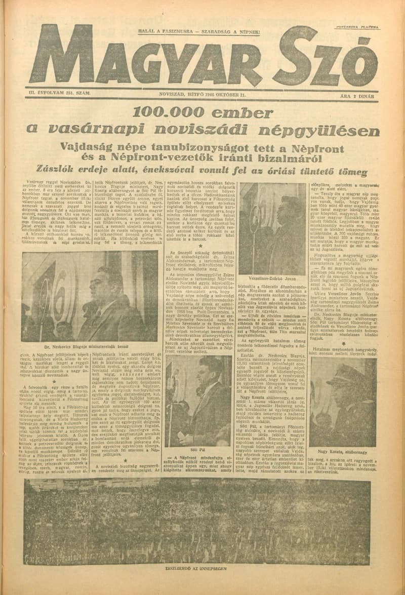 Magyar Szó, 3. évf. 1946. október 21. 251. sz. 1–6. oldal