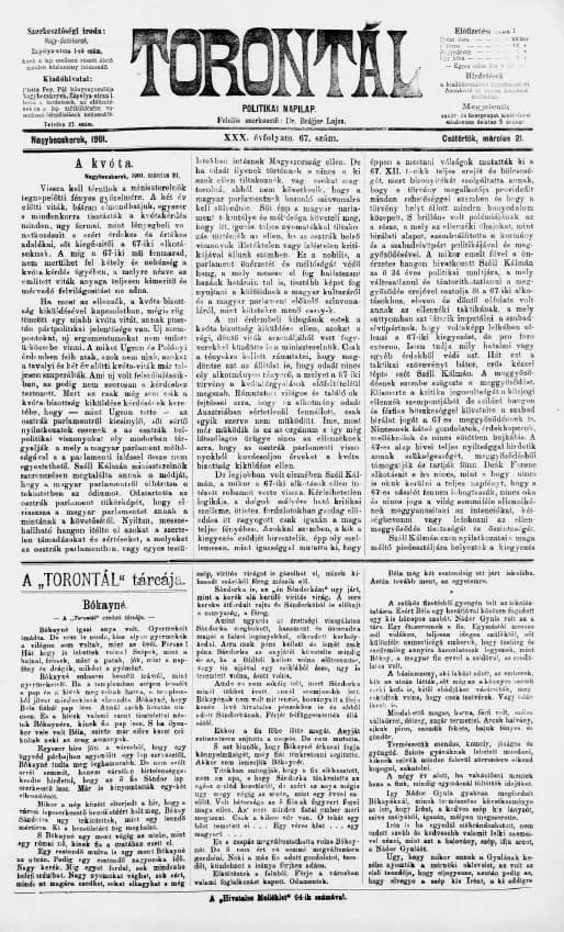 Torontál, 30. évf. 1901. március 21. 67. sz.