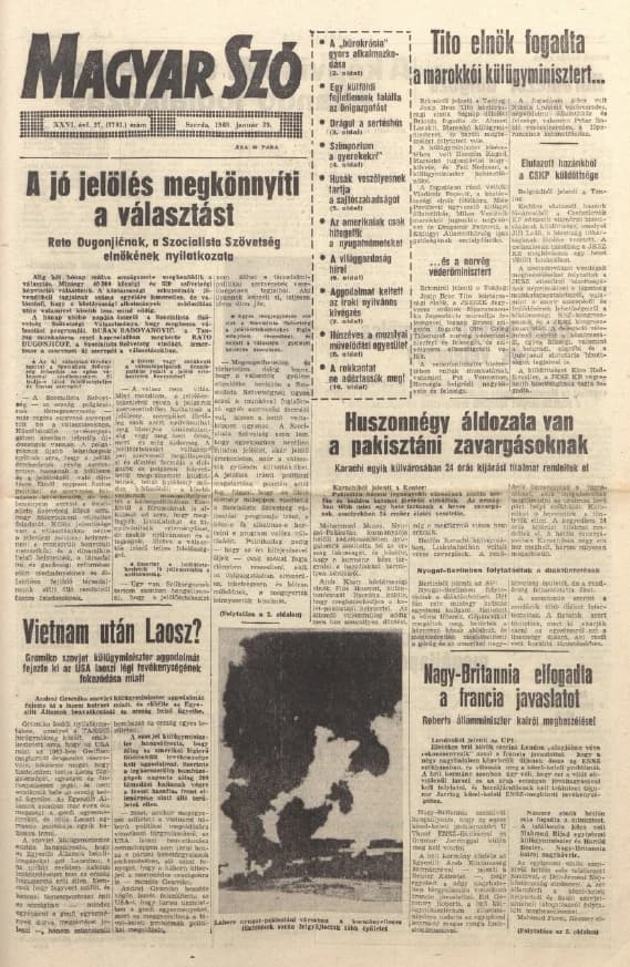 Magyar Szó, 26. évf. 1969. január 29. 27. sz. 1–16. oldal