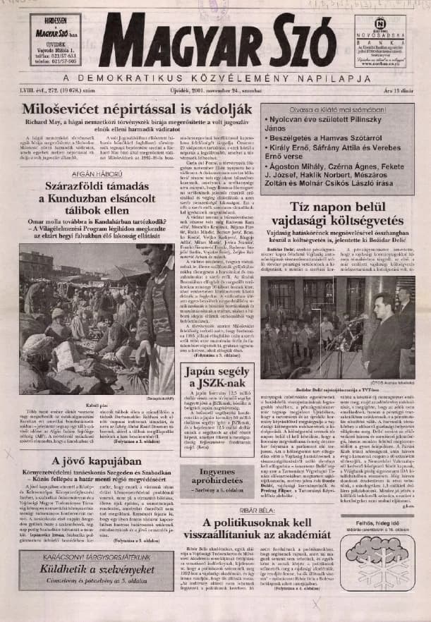 Magyar Szó, 58. évf. 2001. november 24. 272. sz. 1–16. oldal
