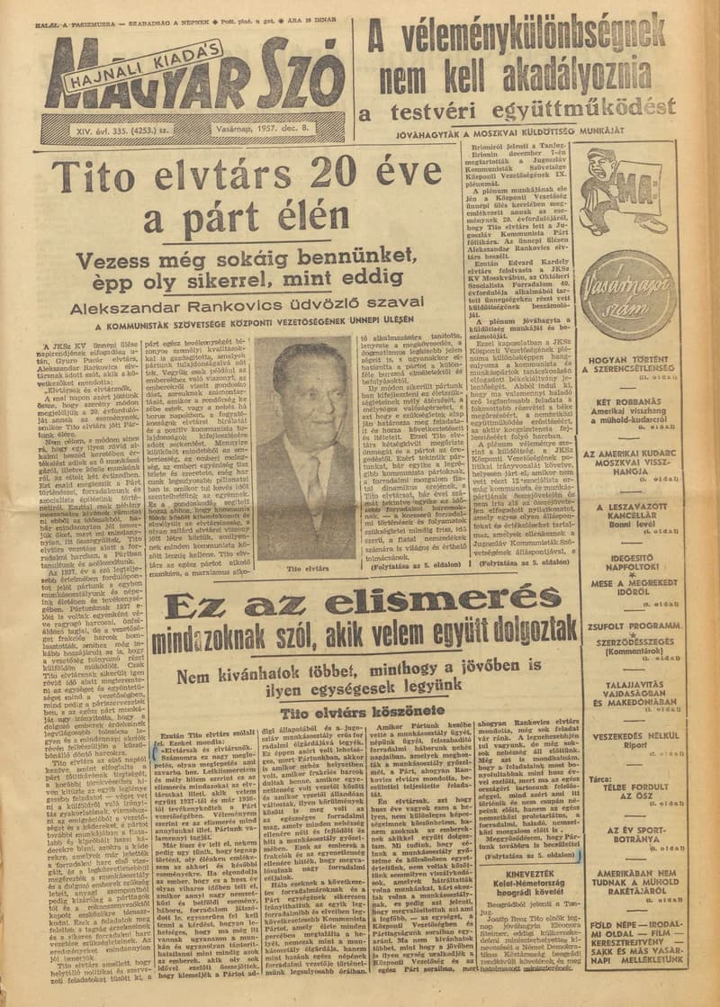 Magyar Szó, 14. évf. 1957. december 8. 335. sz. 1–16. oldal
