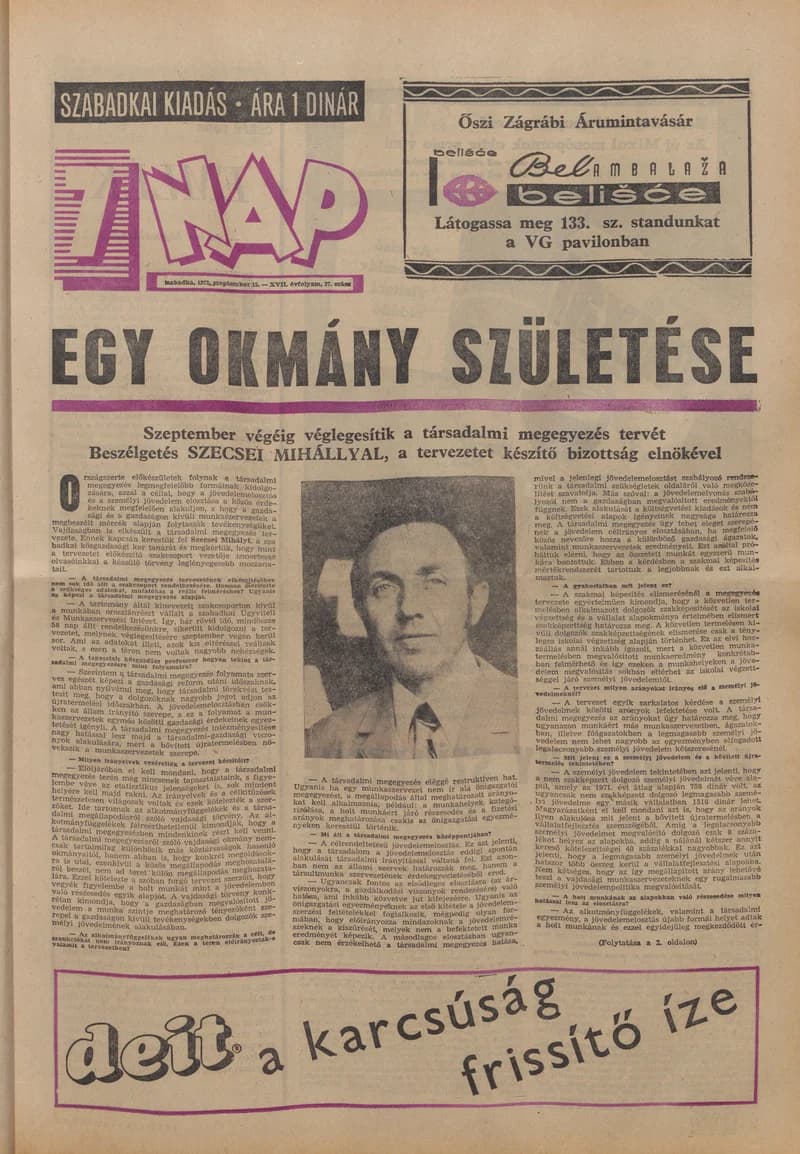 7 Nap, 27. évf. 1972. szeptember 15. 37. sz. 1–24. oldal