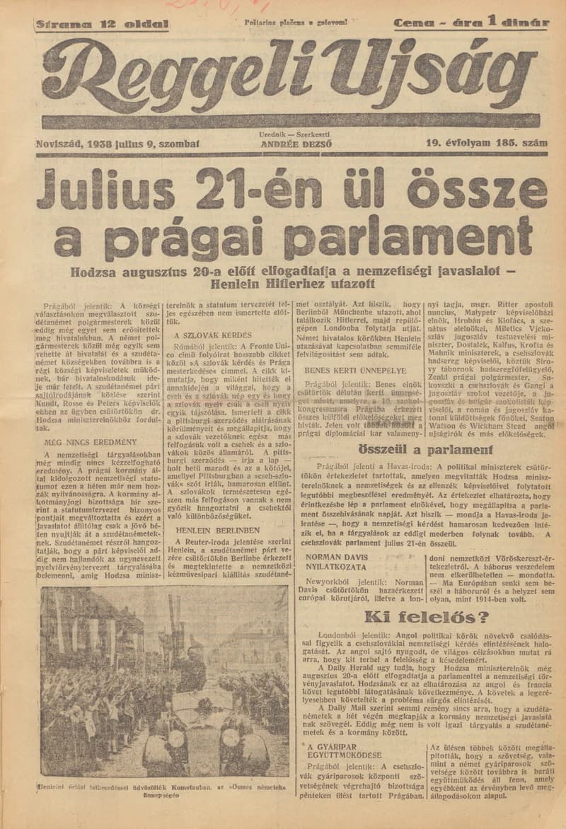 Reggeli Újság, 19. évf. 1938. július 9. 185. sz.
