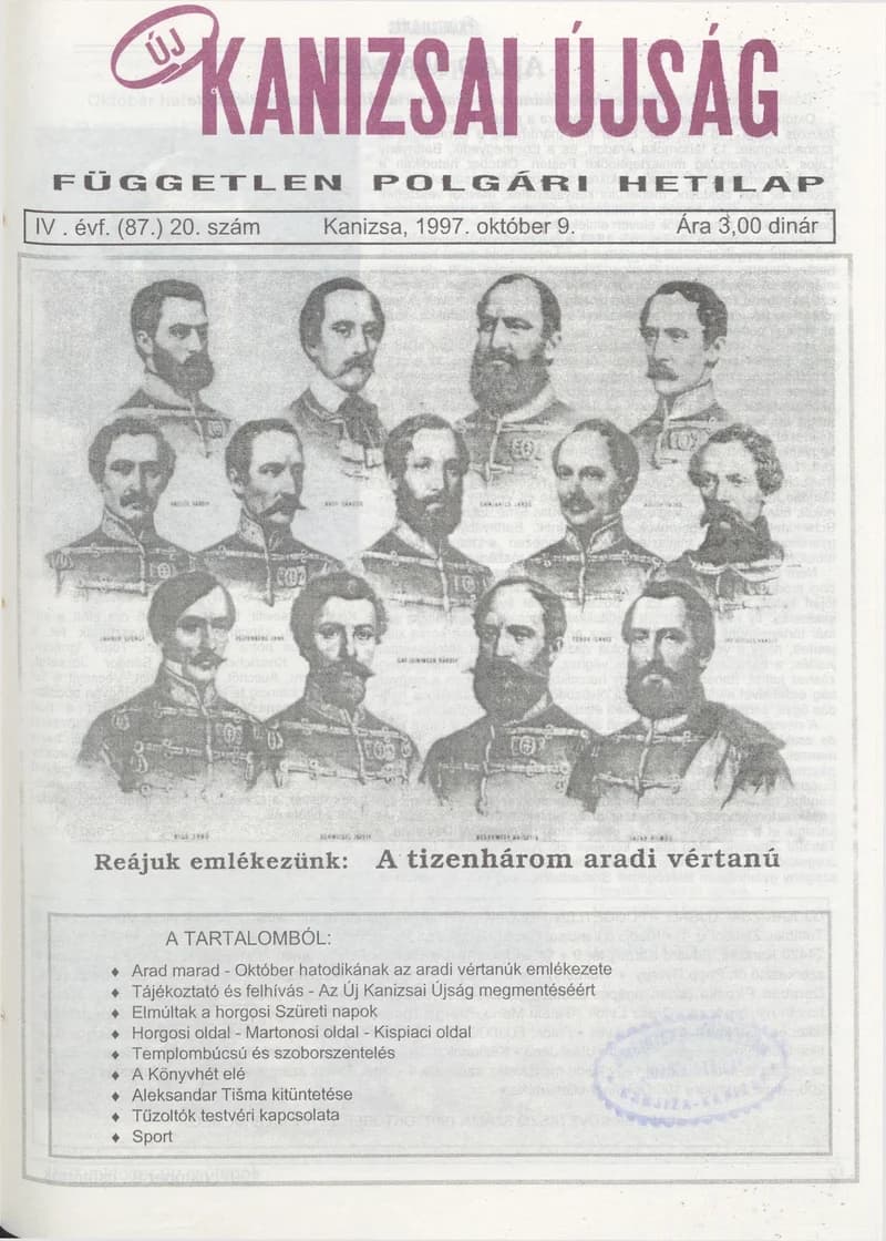 Új Kanizsai Újság, 4. évf. 1997. október 9. 20. sz.
