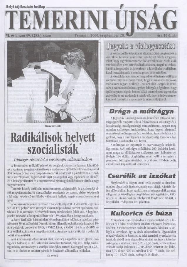 Temerini Újság, 6. évf. 2000. szeptember 28. 39. sz.