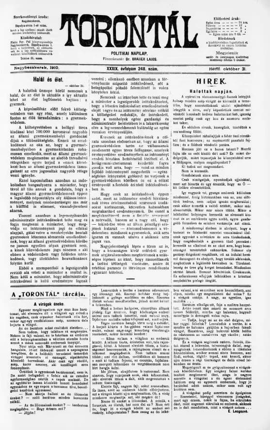 Torontál, 39. évf. 1910. október 31. 248. sz.