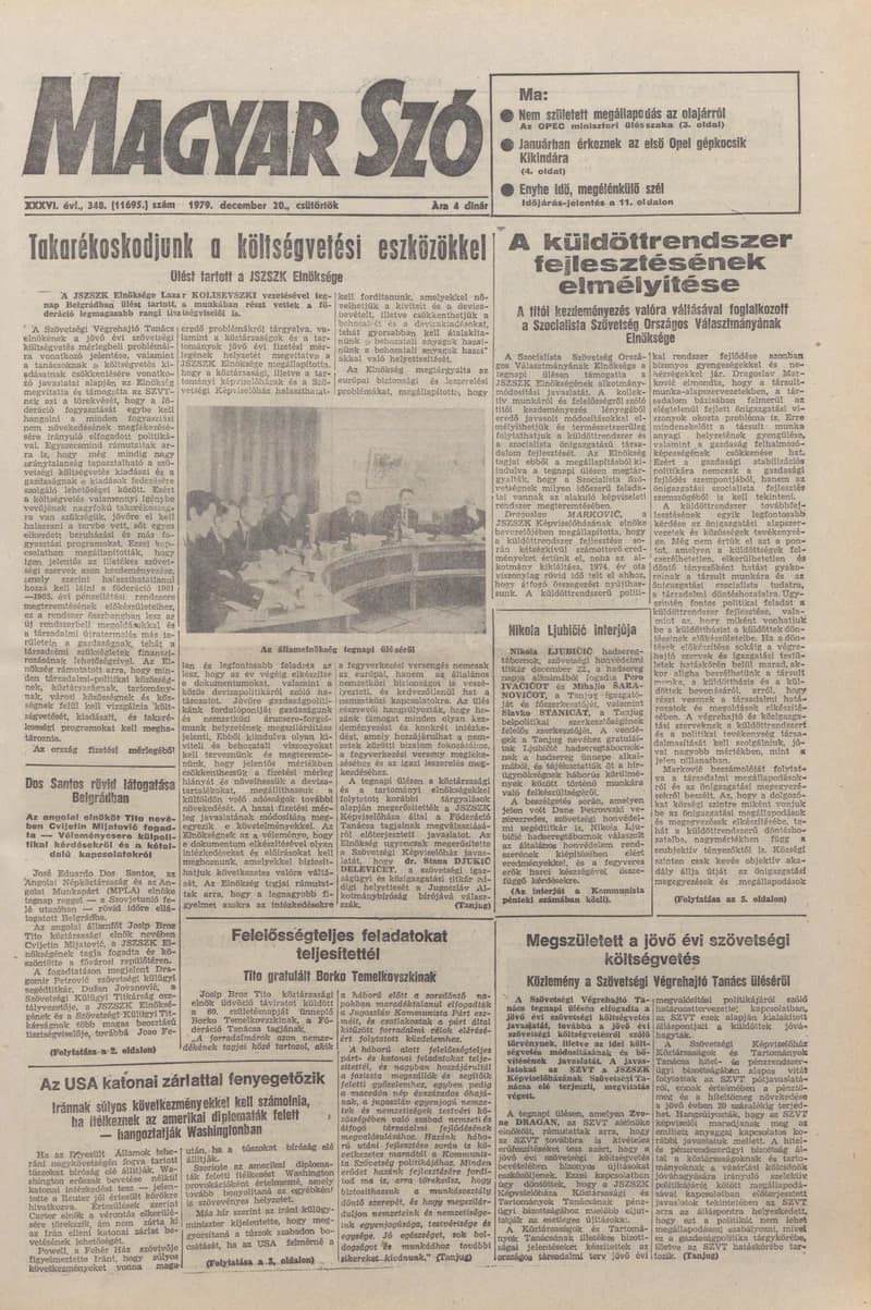 Magyar Szó, 36. évf. 1979. december 20. 348. sz. 1–20. oldal