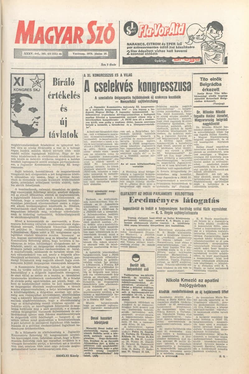 Magyar Szó, 35. évf. 1978. június 18. 165. sz. 1–40. oldal