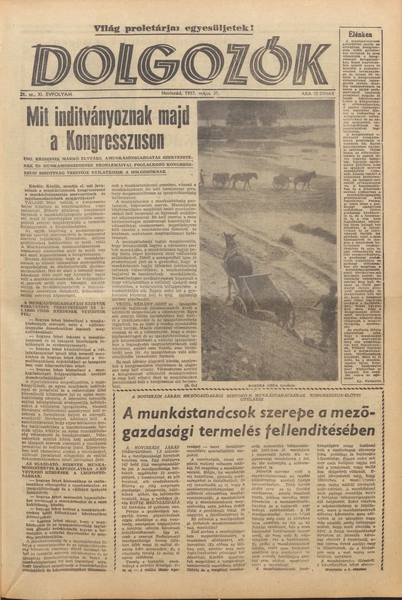 Dolgozók, 11. évf. 1957. május 21. 21. sz.