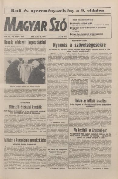 Magyar Szó, 43. évf. 1986. április 14. 102. sz. 1–20. oldal